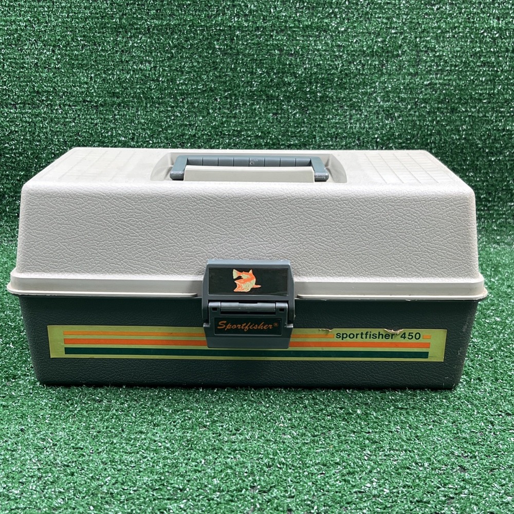 Vintage Sport Fisher‎ 450 Fishing Tackle Box Two Trays Green